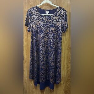 LuLaRoe Navy and Gold Dress size S
